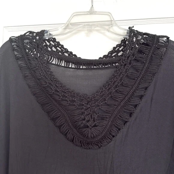 Black Kaftan Beach Cover-Up - Picture 3 of 5